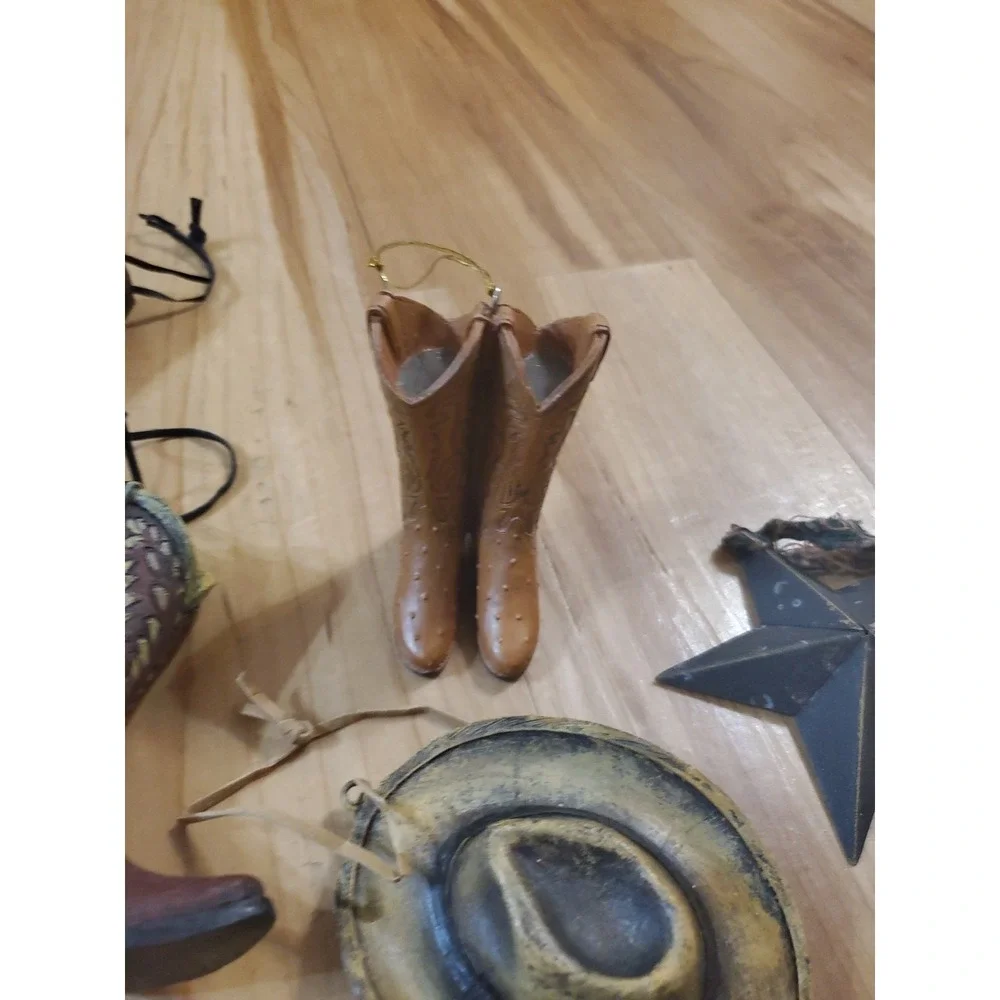 Vtg Country Western Cowboy Cowgirl Ornaments Decor Boots Hats Stars Lot Of 25